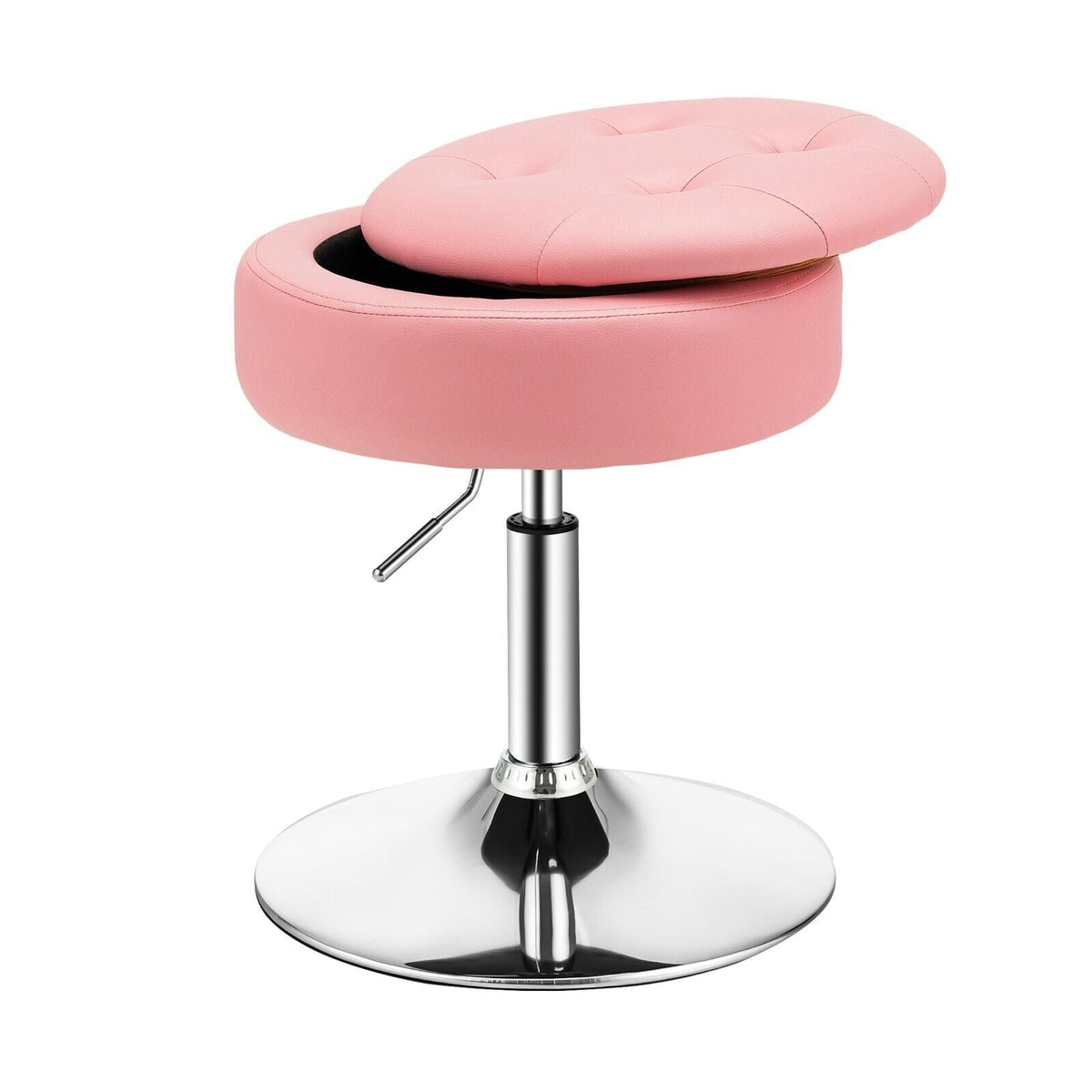 360° Swivel Vanity Stool with Removable Tray Lid-Pink