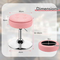 360° Swivel Vanity Stool with Removable Tray Lid-Pink