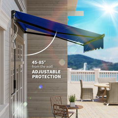 Outsunny 2.5 x 2m Electric Awning with LED Light and Remote Controller, Aluminium Frame DIY Retractable Awning, UV50+ Sun Shade Canopy for Garden Patio Deck Door Window, Blue