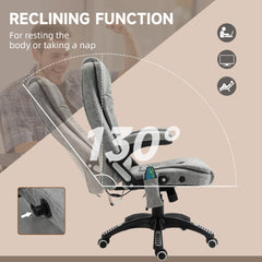 Vinsetto Massage Recliner Chair Heated Office Chair with Six Massage Points Microfiber Cloth 360√Ç¬∞ Swivel Wheels Grey