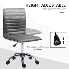 HOMCOM Adjustable Swivel Office Chair with Armless Mid-Back in Microfibre Cloth and Chrome Base - Grey