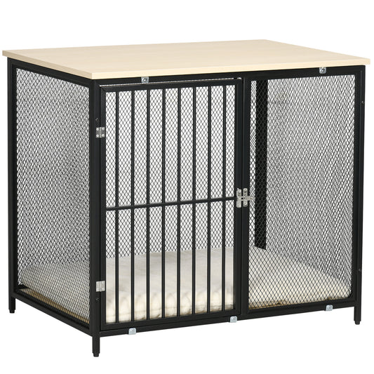 PawHut Dog Cage Side Table, with Cushion, for Small and Medium Dogs