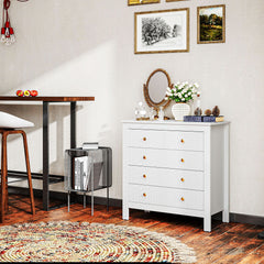 HOMCOM Elegant Chest of Five Drawers - White