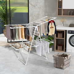 Foldable Clothes Drying Rack with 28 Hanging Rails-White