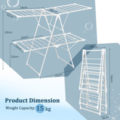 Foldable Clothes Drying Rack with 28 Hanging Rails-White