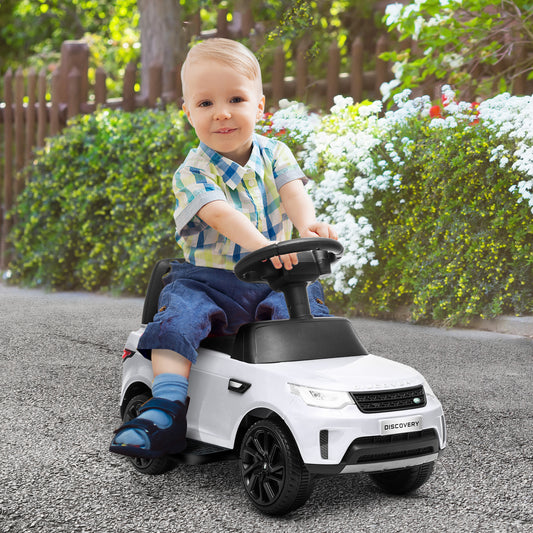 AIYAPLAY 2-in-1 Land Rover Licensed 6V Kids Electric Ride On Car, Sliding Car w/ Headlights, Music, for 18-60 Months, White