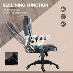 Vinsetto Massage Recliner Chair Heated Office Chair with Six Massage Points Velvet-Feel Fabric 360√Ç¬∞ Swivel Wheels Grey