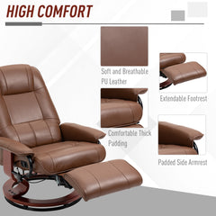 HOMCOM Faux Leather Armchair, with 145√Ç¬∞ Reclining Back and Footrest - Brown