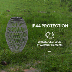 Outsunny Rattan Solar Lamp, Garden Solar Lantern with Auto On/Off Light, IP44 Waterproof, Decorative Outdoor Rattan Lamp for Porch, Pathway, Grey