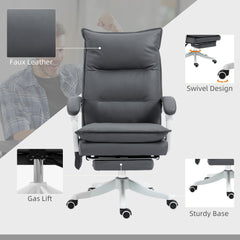 Vinsetto Vibration Massage Office Chair with Heat, Ergonomic Computer Desk Chairs, Faux Leather Desk Chair with Footrest, Armrest and Reclining Backrest, Charcoal Grey