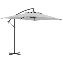 Outsunny 3(m) Cantilever Overhanging Parasol, with Cross Base - Light Grey