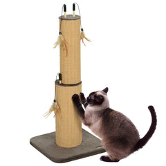 PawHut 78cm 2-in-1 Cat Scratching Post with 3 Toy Feathers, Brown