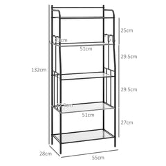 HOMCOM Five-Tier Steel Frame Kitchen Shelving Unit - Black