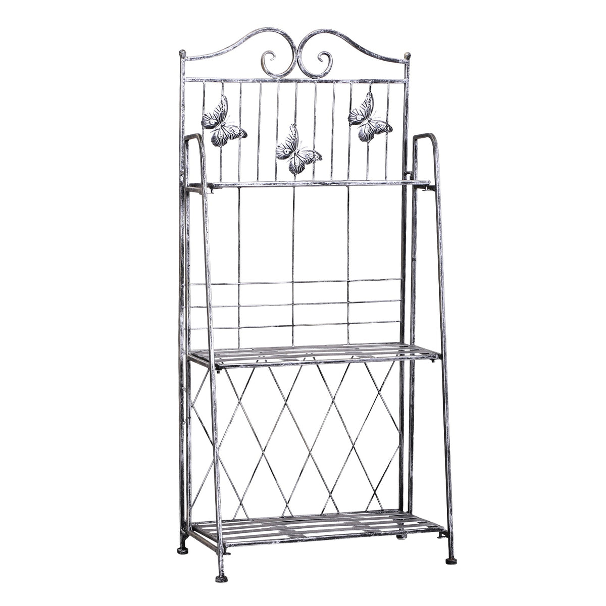 Outsunny Indoor Outdoor Freestanding 3-Tier Garden Plant Stand Metal Flower Display Rack for Potted Plants Balcony D√É¬©cor 44L x 25W x 96H cm