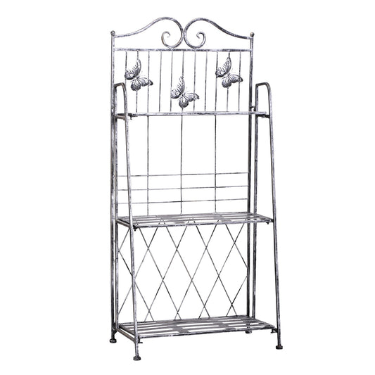 Outsunny Indoor Outdoor Freestanding 3-Tier Garden Plant Stand Metal Flower Display Rack for Potted Plants Balcony D√É¬©cor 44L x 25W x 96H cm