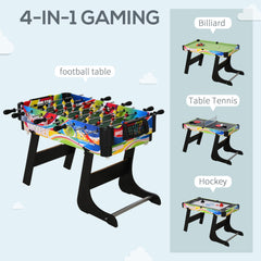 HOMCOM Folding Multi Gaming Table 4 in 1 Hockey, Football Table, Table Tennis, Billiards For Play Fun