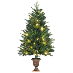 HOMCOM 1.2m 4ft Christmas Tree Entrance D√É¬©cor 750 Tips Xmas Pre-lit Tree 80 LED with Vase Base