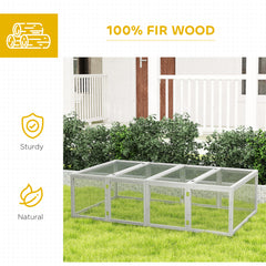 PawHut Wooden Rabbit Hutch Cage 6ft with Wire Mesh, Openable Roof, Play Space for Outdoor, Grey