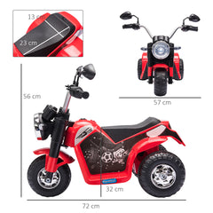 HOMCOM 6V Kids Electric Motorbike 3 Wheels Ride On Toy with Horn Headlights Realistic Sounds for Girl Boy 18 - 36 Months Red