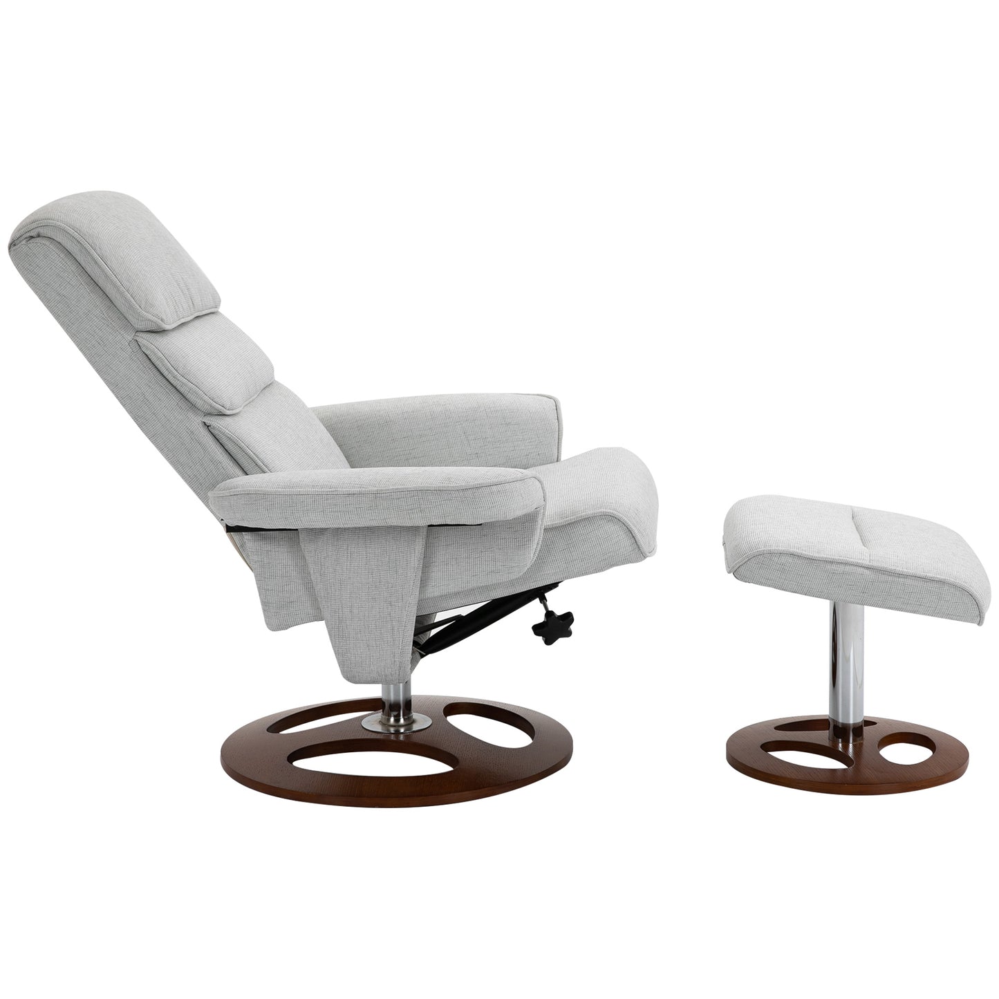 HOMCOM Recliner Chair Ottoman Set 360√Ç¬∞ Swivel Sofa Stool Modern Soft Thick Padding Wood Base Grey