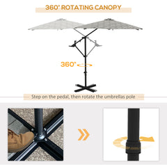 Outsunny 3(m) Convertible Cantilever Parasol and Centre-post Garden Parasol with Cross Base, 360√Ç¬∞ Rotation Banana Parasol with Crank Handle and 8 Ribs, Hanging Patio Umbrella, Black and White