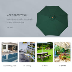 Outsunny 2.5m Garden Parasol Umbrella, Outdoor Market Table Umbrella with Wooden Pole & 8 Fibre Glass Ribs, Round Sun Shade Canopy, Green