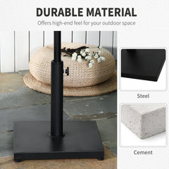 Outsunny 11kg Square Cement Parasol Base Concrete Umbrella Weight Stand Holder Patio Outdoor Garden Black