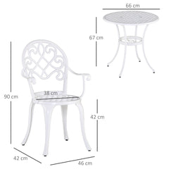 Outsunny Three-Piece Elegant Aluminium Garden Set - White