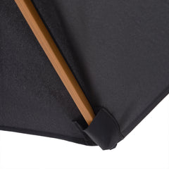 Outsunny 2.5m Wood Garden Parasol Sun Shade Patio Outdoor Wooden Umbrella Canopy Black