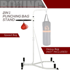 HOMCOM 2 in 1 170-190cm Freestanding Boxing Punch Bag Hanger & Speed Ball Station Platform Hanging Frame Home Gym, White