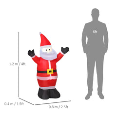 HOMCOM 4ft Inflatable Christmas Santa Claus Xmas Decoration 1 LED Holiday Air Blown Yard Outdoor D√É¬©cor