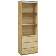 HOMCOM 180cm Tall Bookcase, with Shelves and Drawers - Wood Effect