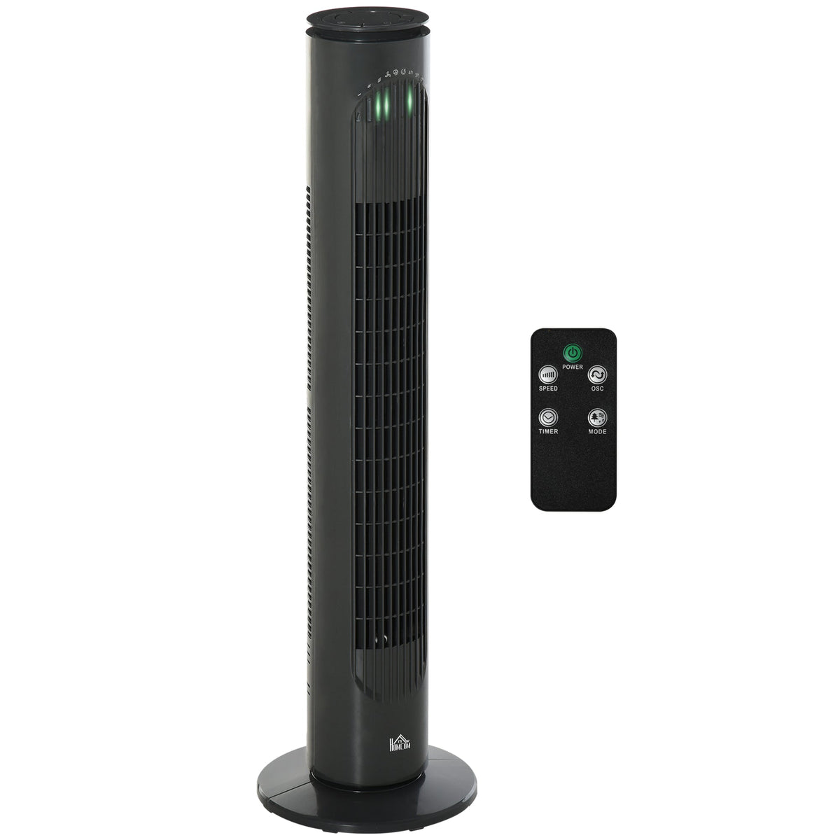 HOMCOM 30'' Freestanding Tower Fan, 3 Speed 3 Mode, 10h Timer, 70 Degree Oscillation, LED Light, 5M Remote Controller, Dark Grey