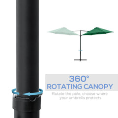 Outsunny 2.5M Garden Cantilever Parasol, Offset Roma Patio Umbrella Hanging Sun Shade Canopy Shelter with 360√Ç¬∞ Rotation and Cross Base, Green