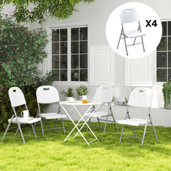 Outsunny Set of Four Foldable Outdoor Chairs - White