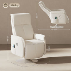 HOMCOM 10-Point Massage Recliner Armchair - Cream