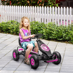 HOMCOM Kids Pedal Go Kart, with Adjustable Seat, Inflatable Tyres - Pink