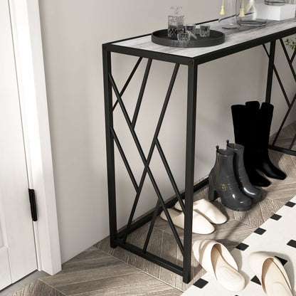 HOMCOM Console Table, Industrial Sofa Table with Metal Frame for Living Room, Hallway, 120√Ç cm, Grey