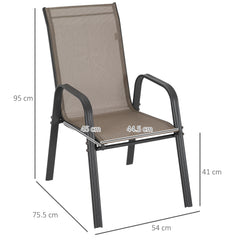 Outsunny Set of Four Stackable Mesh Seat Chairs - Grey