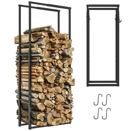 Outsunny 40-65/100-150cm Adjustable Metal Firewood Log Holder