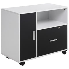 HOMCOM Multi-Compartment Office Storage Cabinet, with File Hangers - Black/White