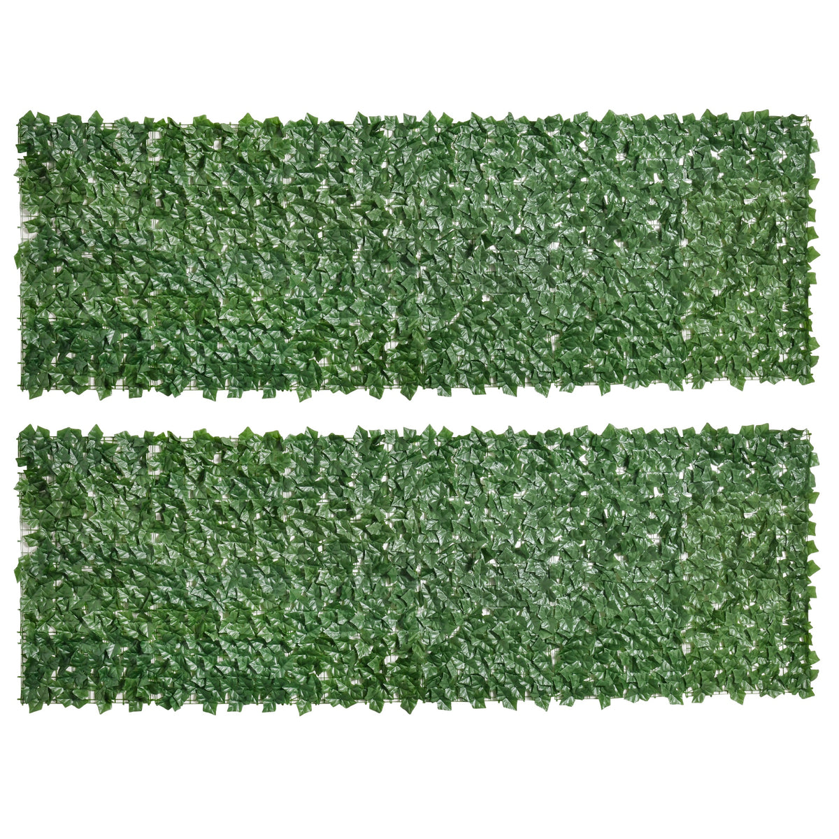 Outsunny 2-Piece Artificial Leaf Hedge Screen Privacy Fence Panel for Garden Outdoor Indoor Decor, Dark Green, 3M x 1M