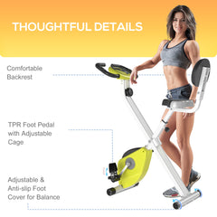 HOMCOM Exercise Bike Fitness Bicycle Indoor trainer Foldable 8-level Magnetic Resistance Adjustable w/LCD Monitor Pulse Sensor, Yellow