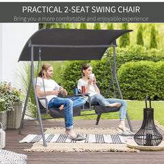 Outsunny Steel Frame 2-Seater Swing Chair w/ Table Grey