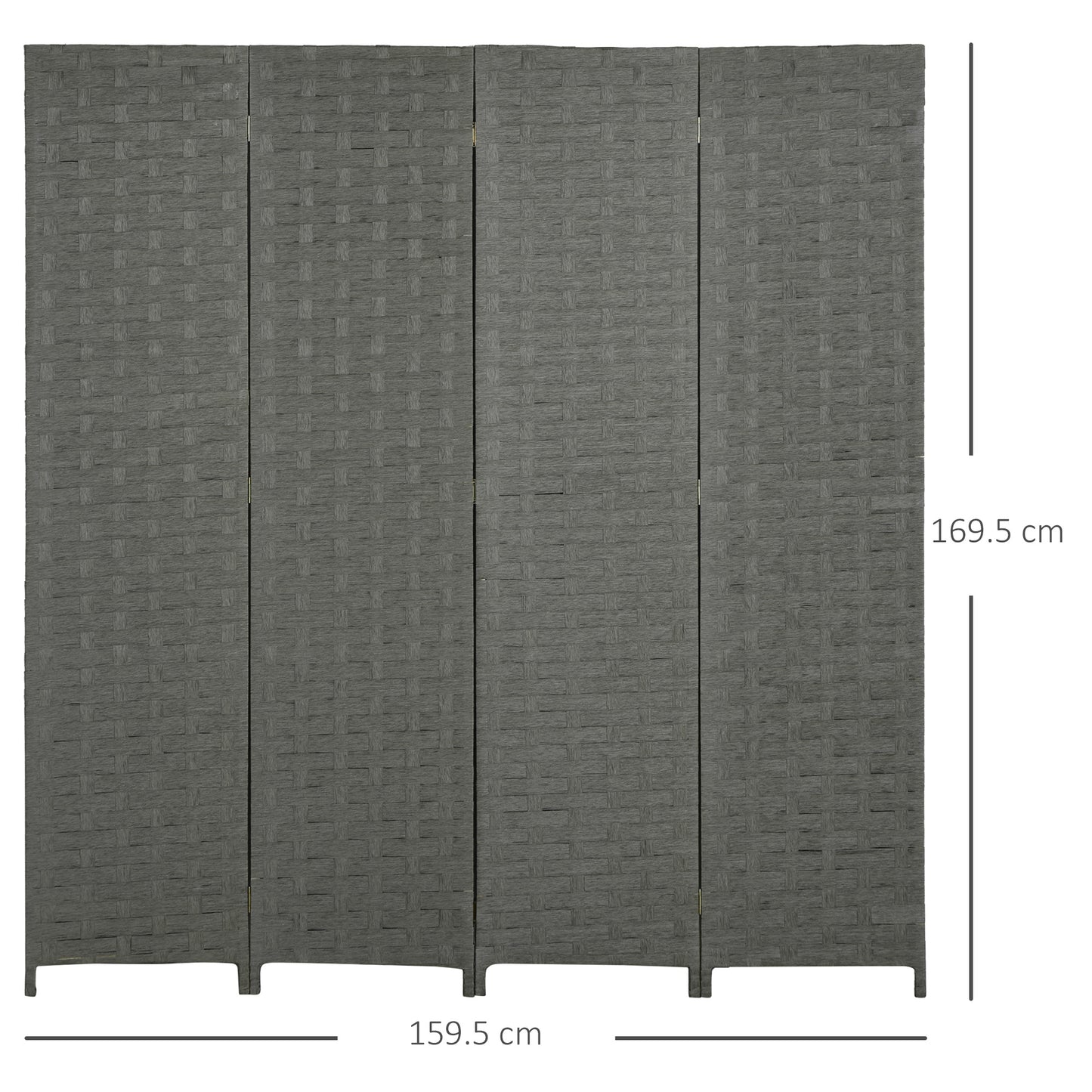 HOMCOM 4-Panel Room Dividers, Wave Fibre Freestanding Folding Privacy Screen Panels, Partition Wall Divider for Indoor Bedroom Office, 170√Ç cm, Grey