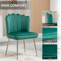 HOMCOM Velvet-Feel Shell Accent Chair - Green