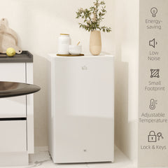 HOMCOM 91L Freestanding Under-Counter Fridge with Lock - White