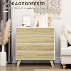 HOMCOM Chest of Four Drawers - Wood-Effect/White