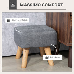 HOMCOM Linen-Look Square Padded Footstool - Grey