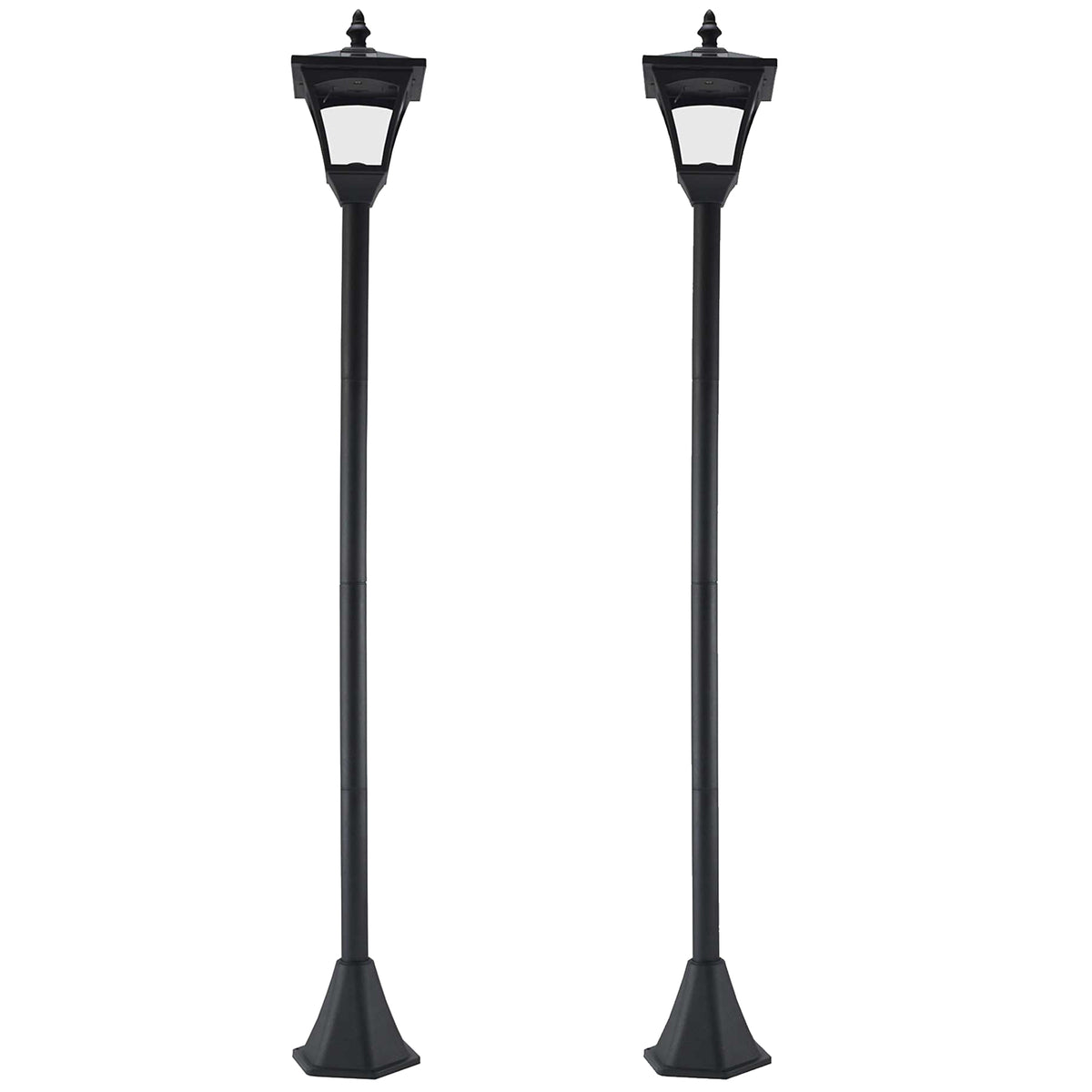 Outsunny Set of 2 Outdoor Garden Solar Post Lamp Sensor Dimmable LED Lantern Bollard IP44 Energy-saving 1.2M Tall, Black